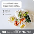 LEAFICO Reusable Produce Bags – 100% Cotton Mesh & Solid Hybrid (Large 12x15 inch 6 Pcs) – Storage Bags for Vegetables, Toys, Clothes, Travel Packing – Washable, Plastic-Free, Breathable, Zero Waste