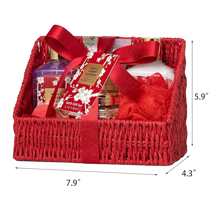 Gifts for Women, Mothers Day Gift Basket for Mom, Bath and Body Gift Basket Set for Mom - 9 Pcs Rose Spa Gift Baskets for Women, Gift Set | Christmas Gifts, Birthday, Valentines Day, Gift Sets for Mom