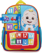 AI ACCESSORY INNOVATIONS Cocomelon JJ's Playtime Interactive Mini Backpack for Boys and Girls, Pre school Schoolbag with Padded Back and Adjustable Straps, Versatile 12 inch
