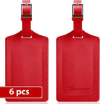 Travelambo Luggage Tags for Suitcases Faux Leather Privacy Protection 6 Pack Bag Tags Travel Accessories Essential, Deep Red