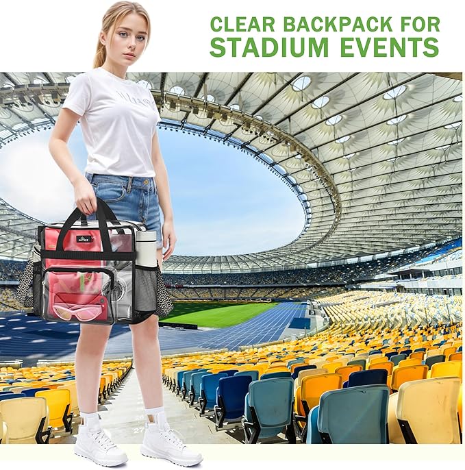 MAY TREE Clear Bag for Stadium Events, 12×6×12 Clear Tote Bag with Removable Strap, Transparent Bag for Concert Sports Gym, Wave-Strap