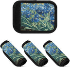 Luggage Handle Wrap (4-Pack) - Irises Vincent Van Gogh Premium Soft Suitcase Wraps with Luggage Tags & Handle Covers for Comfort, Grip, and Easy Identification