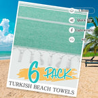 Eliamo Turkish Beach Towel Set of 6 Beach Towels Cotton Quick Dry Sand Free 36 x 71 inch Turkish Towel Oversized Lightweight Beach Towels Teal