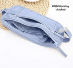 Money Belt for Travel - Hidden Travel Pouch Protect Your Credit and Money With RFID Blocking Passport Holder Waist Wallet (Azure)
