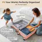 20" Ride-On Luggage with Child Seat, Hardside Carry-On Suitcase with Shockproof 360° Silent Spinner Wheels, TSA Lock, Kids & Adults & Busy Moms