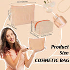 Huhumy 2 Pcs Makeup Bag Set Cute Cosmetic Pouch for Women Seersucker Travel Toiletry Bag Preppy Small Makeup Purse Pouch Aesthetic Skincare Brushes Storage Organizer for Valentine Women(Orange)
