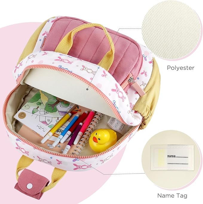 GAGAKU Toddler Backpack for Girls 2-4 years Kids Backpacks Cartoon Breathable Comfortable Preschool Mini Backpack for School Travel - Rabbit