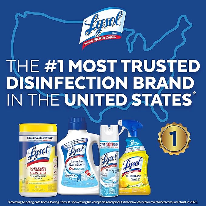 Lysol Disinfectant Laundry Sanitizer & Scent Booster, Detergent Additive, Color Safe Bleach Alternative, Odor Eliminator, Kills Bacteria & Viruses, Crisp Linen Scent, 41 Fl Oz Liquid (Pack of 2)
