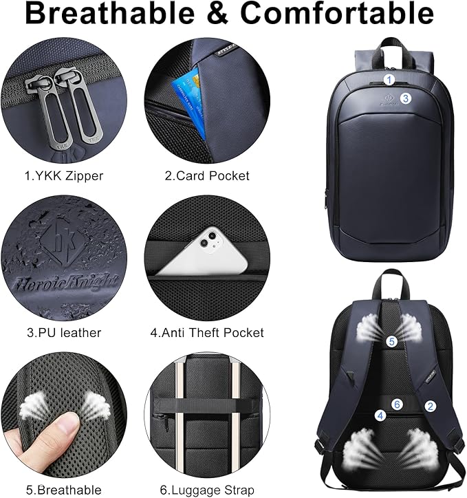 Slim Laptop Backpack for Men,Waterproof Expandable High Tech Business Work Backpack for Men and Women15.6 Inch Lightweight Anti-theft Travel Backpack Durable College Casual Daypack Computer Laptop Bag