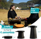 Spisces Upgraded Collapsible Stool with Cushion, 1000 lbs Capacity & 19.7-in High, Wider & Taller Heavy Duty Portable Telescoping Foldable Seat for Adults Camping, Travel, Music Festivals, Outdoors