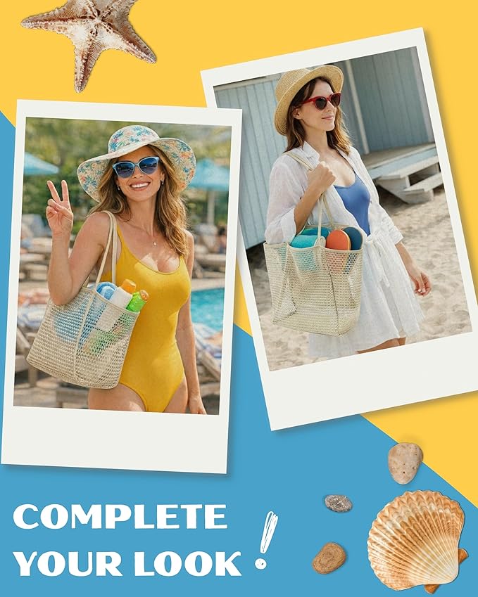 Beach Tote Bag for Women – Waterproof Mesh Tote Bag, Large Capacity Sandproof Beach Bags for Travel