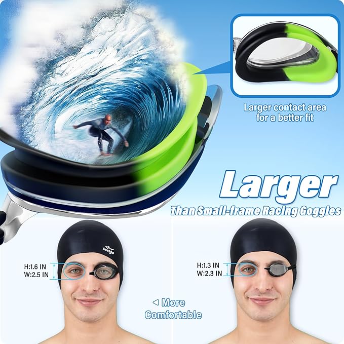 Seago 2 Pack Swimming Goggles Anti-fog Anti-UV Silicone Swim Goggles Adult Women Men