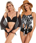 CHICGAL 2 Pieces Women Beach Sarong Bathing Suit Wrap Skirt Sheer Bikini Swimsuit Cover Ups for Swimwear