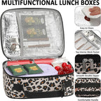 Lunch Box Kids Insulated Lunch Bag for Boys Girls Cute Reusable Lunch Tote Bag Waterproof Portable Thermal Lunch Box Kids for School Picnic Travel Leopard Print