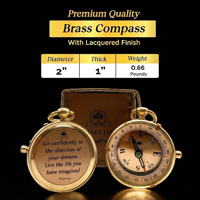 The Dream Chaser Compass - Go Confidently -2026 Unique Graduation Gifts for Him, College, High School, Cool Birthday Gift Idea for Son, Boys, Motivational Greeting Card Included