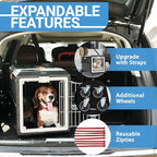 Pet Carrier & Crate, 21.5"L x 12"W x 14"H - Collapsible for Small Cats and Dogs, Portable Hard Plastic Wall Kennel for Indoor/Outdoor Use