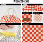 douyadady Lunch Bag Women/Men Lunch Box Women/Men (Red+Beige Checkerboard)