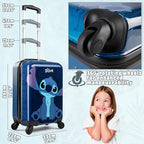 Disney Stitch Suitcase Set or Individual, Hard Shell Suitcase with Wheels 28L, 50L or 91L, 4 Wheels (Navy Stitch Small)