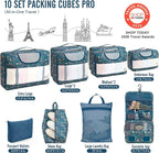 Veken 10 Set Packing Cubes for Travel Essential, Suitcase Organizer Bags in 4 Sizes, Carry-On Luggage Accessories with Large Laundry & Hanging Toiletry Bag, Must-Have for Airplane, Road Trip & Camping