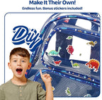 Bagseri Clear Backpack for Boys - 15 Inch Heavy Duty Kids Clear Bookbag for Kindergarten to Grade 2, Transparent School Bag with Reflective Strip, Fits Folders, Blue Dinosaur