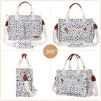 BESBESME Canvas Tote Bag for Women with Zipper & Compartments– Large Work & College Laptop Tote Crossbody Shoulder Bag