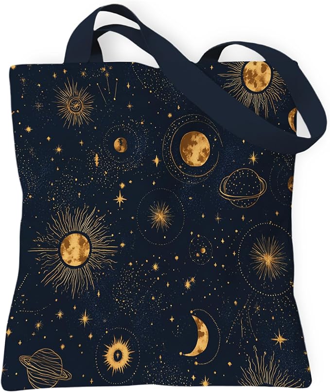 Aesthetic Canvas Tote Bag, Cute Reusable Bags for Women with Inner Pocket