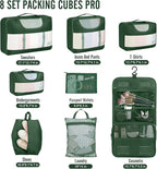 Veken 8 Set Packing Cubes for Travel Essentials, Suitcase Organizer Bags in 4 Sizes, Carry-On Luggage Accessories with Large Laundry & Hanging Toiletry Bag, Must-Have for Airplane, Road Trip & Camping