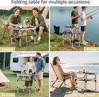 Anbte Folding Camping Table, Aluminum 24" x 16" Adjustable Height Small Folding Table with Carrying Handle, Lightweight, Portable Camping Table Waterproof for Outdoor Indoor Picnic Beach BBQ (Black)