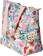 ESVAN Original Floral Tote Bag Large Shoulder Bag with Multi Pockets for Gym Travel Beach Daily Bags