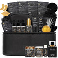 33 Pcs Mother's Day Gift, Charcoal Hydrating Skin Care Gift Set for Women & Men, Bath & Body Gift Basket Set, Home Spa Set, Leather Bag, Anniversary, Birthday, Christmas, Father's Day