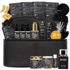 33 Pcs Mother's Day Gift, Charcoal Hydrating Skin Care Gift Set for Women & Men, Bath & Body Gift Basket Set, Home Spa Set, Leather Bag, Anniversary, Birthday, Christmas, Father's Day
