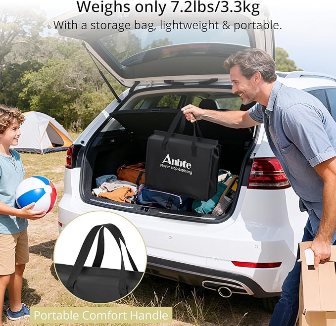 Anbte 3ft Folding Camping Table with Storage Net & Bag, 3 Adjustable Height Max 27.5" Outdoor Folding Table Lightweight, Portable Handle for Outdoor Indoor Camping Beach RV Picnic, Blooming Floral