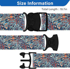 Luggage Straps for Suitcases, Travel Adjustable Belt with Quick Release Buckle, Heavy Duty Nylon Bag Packing Strap, Unique Bright Identifiers Business Travel Accessories (2 Pack) - Blue Flowers