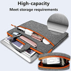 Hseok Laptop Shoulder Bag 13-14 inch Shockproof Water-Resistant HandBag with Small Case Compatible with MacBook Pro/Neo 14" M5/M4/M3/M2/M1, Mac Air/Pro 13.3", XPS 13/14, Most 13"-14" PC,Gray-orange