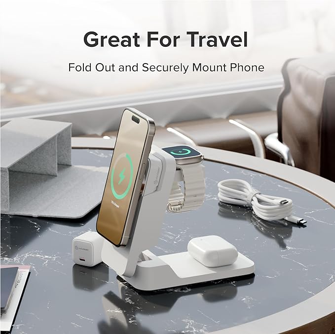 Matrix Ultimate 3-in-1 Wireless Charger with 5,000mAh MagSafe Powerbank- Global Edition | Wireless Power Bank | 5000 mAh Power Bank
