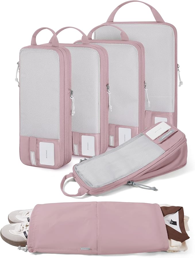 BAGSMART 6 Set /4 Set/2 Set Compression Packing Cubes for Travel, Lightweight Luggage Organizer Bags, Durable Space Saver Bags Travel Essentials