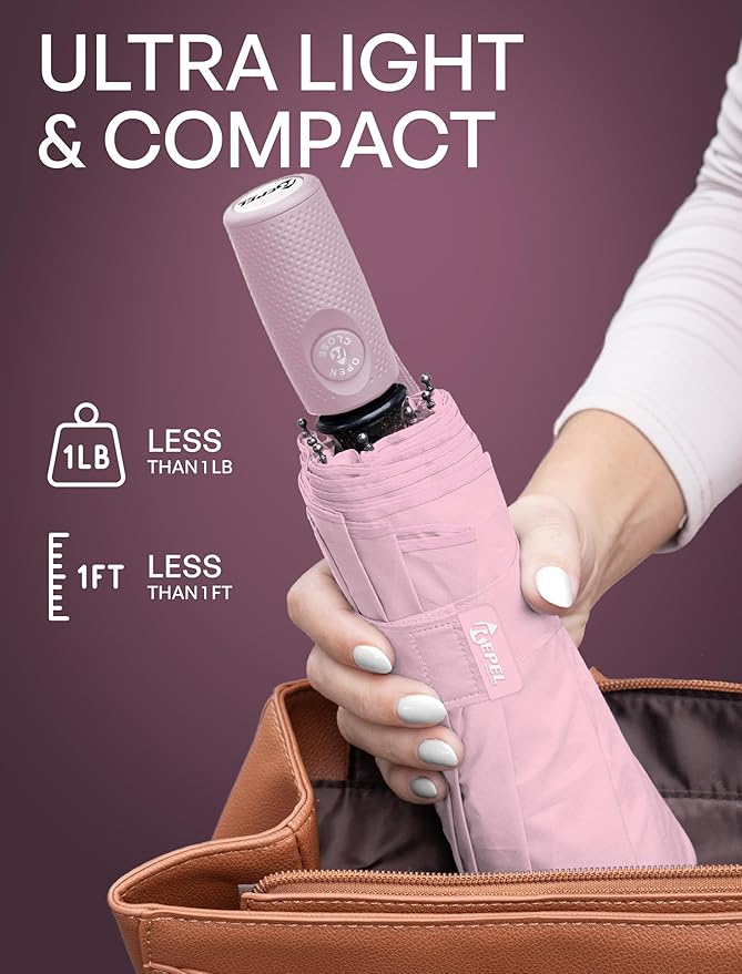 Repel Windproof Travel Umbrella - Compact & Withstands Winds up to 100MPH , Strongest Premium Auto Folding Umbrella for Rain and Sun - Durable, Light & Portable for Women & Men , Fits Backpack & Cars