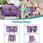 Dimayar 85L Travel Duffle Bag for Men Women - Foldable Duffel Bag with Shoes Compartment - Overnight Bags Waterproof & Tear Resistant(Purple)