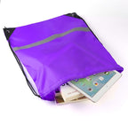KUUQA 12 Pcs Drawstring Backpack Bag Bulk Reflective Backpack Purple String Bags Cinch Sack Backpack for Team Yoga Sport Gym Traveling