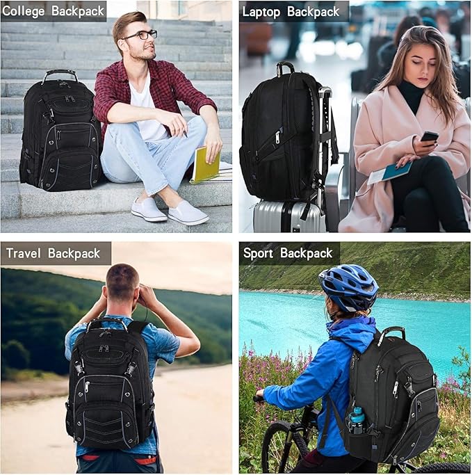 VECKUSON Extra Large Laptop Backpack, 22" x 17" x 10", 60L Capacity, Multi-Compartment Protection, Fits 15.6-19" Laptops, TSA Approved, RFID Anti-Theft, Sport Backpack