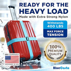 Luggage Straps for Suitcases - TSA Approved - Blue, 20 PK - Bulk Multipack Premium Nylon Belts for Suitcase, Briefcase & Travel Bag - Adjustable Strap Length 46" - 78"