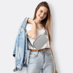 JSJ Mini Fanny Pack for Women & Men,Valentines Day Gifts for Girls Teens Kids Daughter Sister Her,Trendy Stuff Crossbody Bags Cute Everywhere Belt Bags. (Gray)