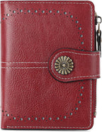 Small Wallet for Women Bifold Credit Card Holder RFID Blocking with Zipper Pocket
