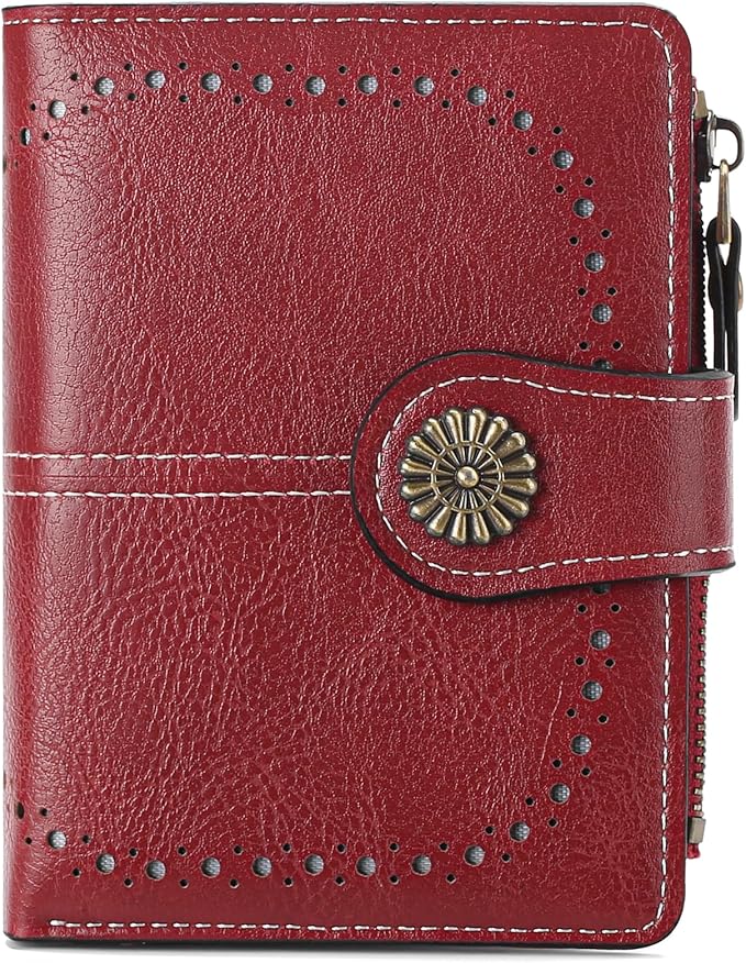 Small Wallet for Women Bifold Credit Card Holder RFID Blocking with Zipper Pocket