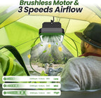 20000mAh Portable Fan Rechargeable with Solar Panel 2-in-1, 3 Speeds Cordless Battery Powered Fan with Led Lantern,Timer, Quiet USB-C Table Fan for Travel Tent Hurricane Office Home Bedroom(Green)