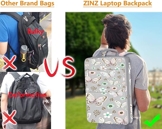 ZINZ Slim & Expandable Laptop Backpack 15 15.6 16 Inch Case, Water Resistant Travel Backpack Compatible with MacBook Pro/Neo 16" 15", Dell XPS 15 16 and Most 15" 15.6" 16" Notebooks，P01A01