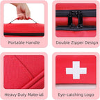 ALSLEA First Aid Bag Empty First Aid Kit Storage Box 12" x 9" x 7" Medical Bag Portable Pill Bottle Organizer Case for Car, Travel, Office, Outdoor, Camping, Hiking, School (Red)