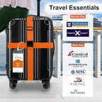 8 Pack Luggage Straps and Cruise Luggage Tags Set (4 Straps, 4 Wide Tags), Luggage Straps for Suitcases TSA Approved Suitcase Tags, Orange