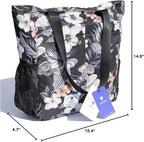 ESVAN Original Floral Tote Bag Large Shoulder Bag with Multi Pockets for Gym Travel Beach Daily Bags