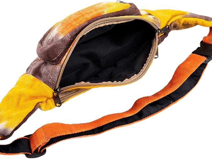 Freakmandu Eco-Friendly Boho Hippie Style Hemp Fanny Pack Cross Body Hip Waist Bag for Hiking Running Jogging (Fall Trip)